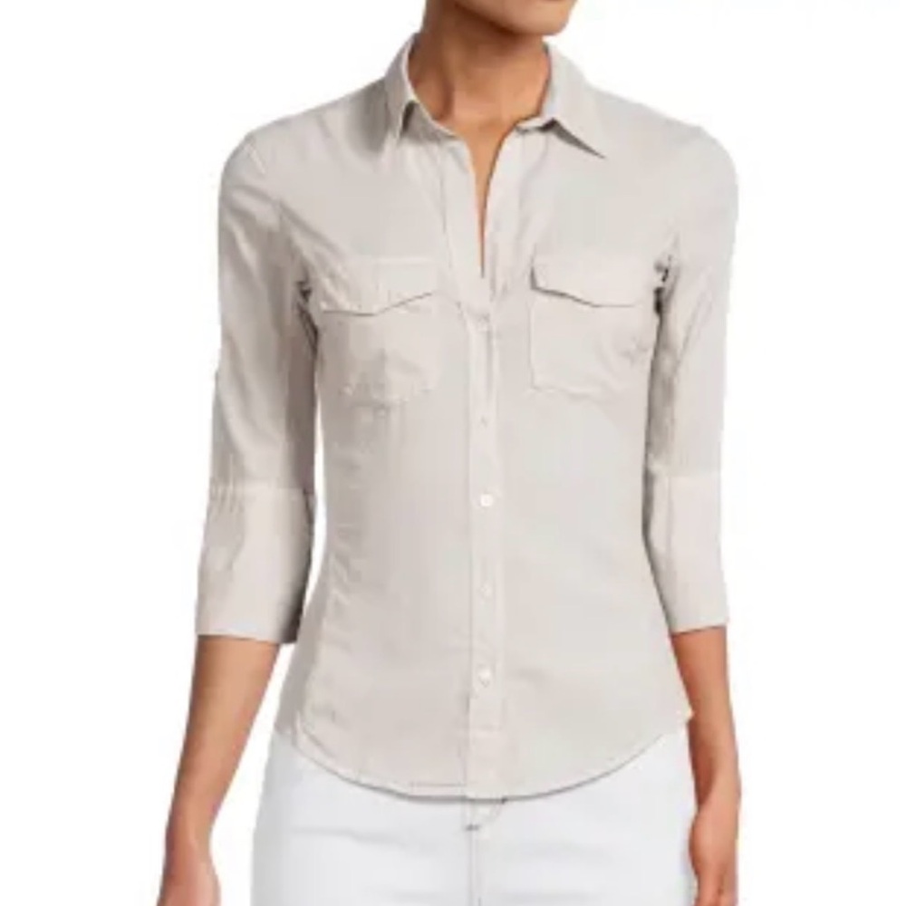 James Perse Contrast Panel Button-Down Shirt in Aurora